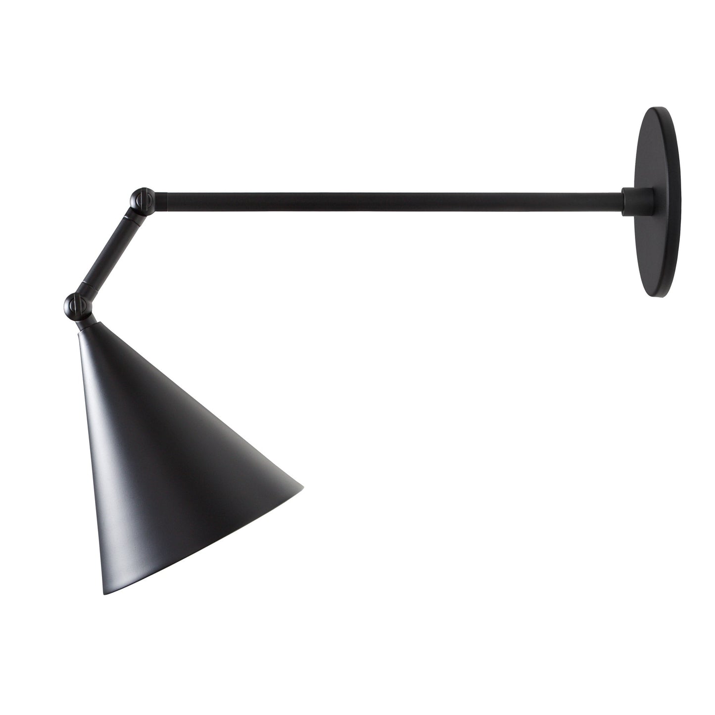 Petra Articulated shown in Matte Black with a 12" arm