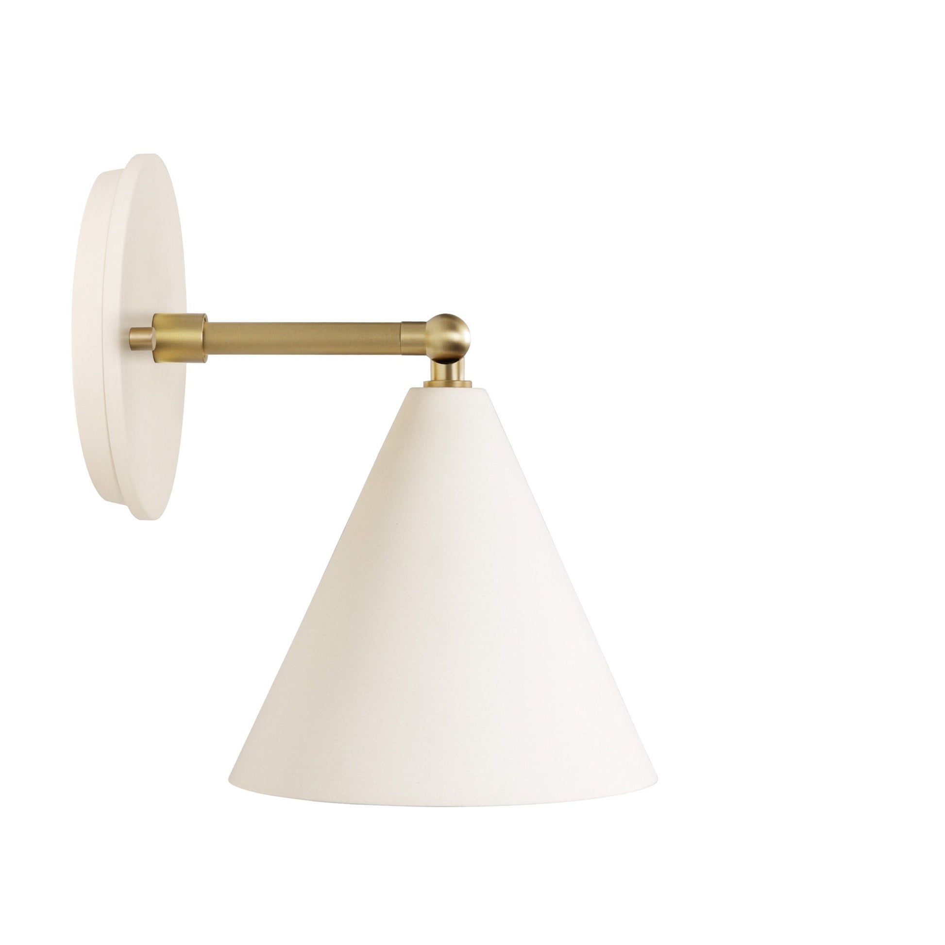 Petra Ceramic Sconce shown in Brass with a 3" rod and Bone Ceramic canopy