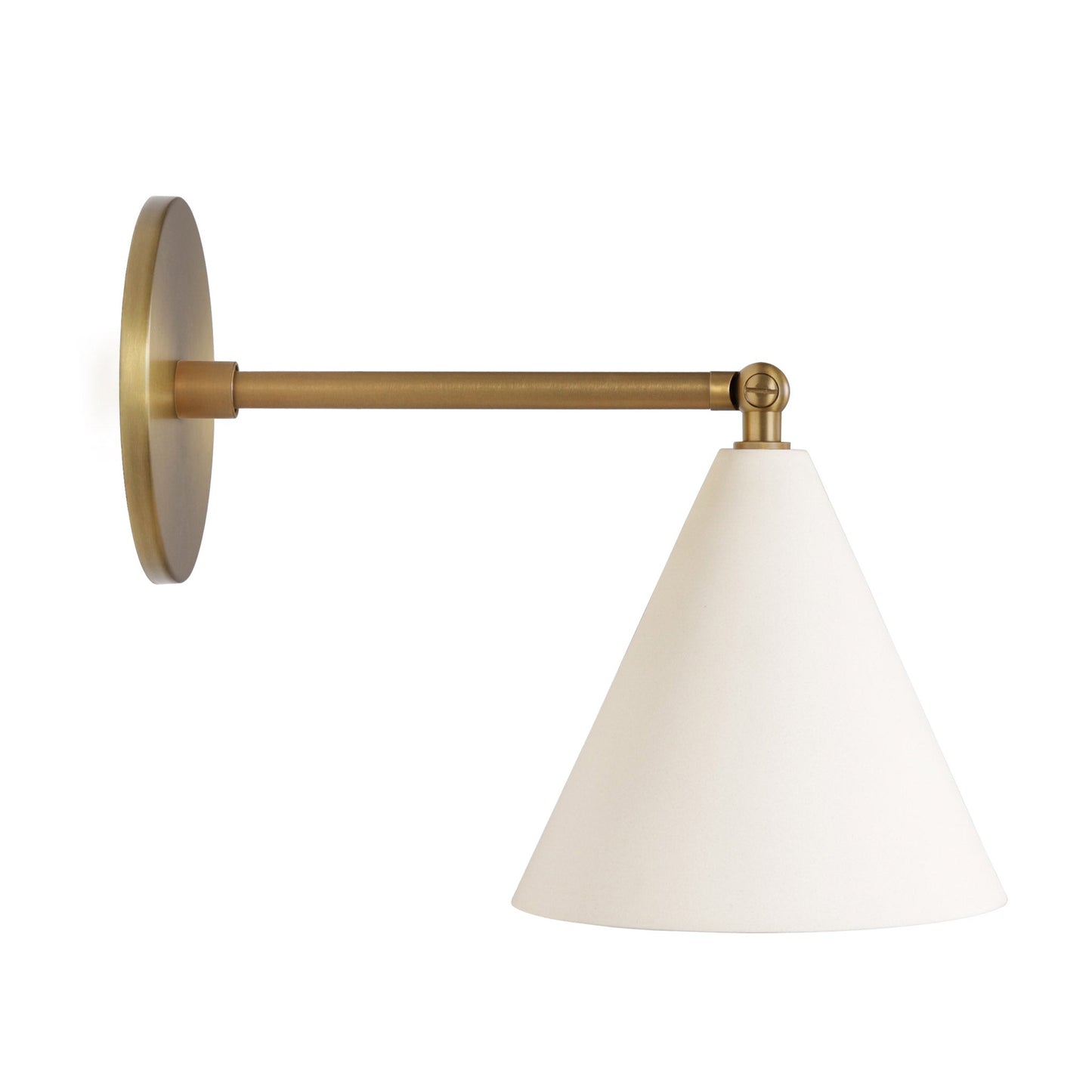 Petra Ceramic Sconce shown in Heirloom Brass with a 6" Rod