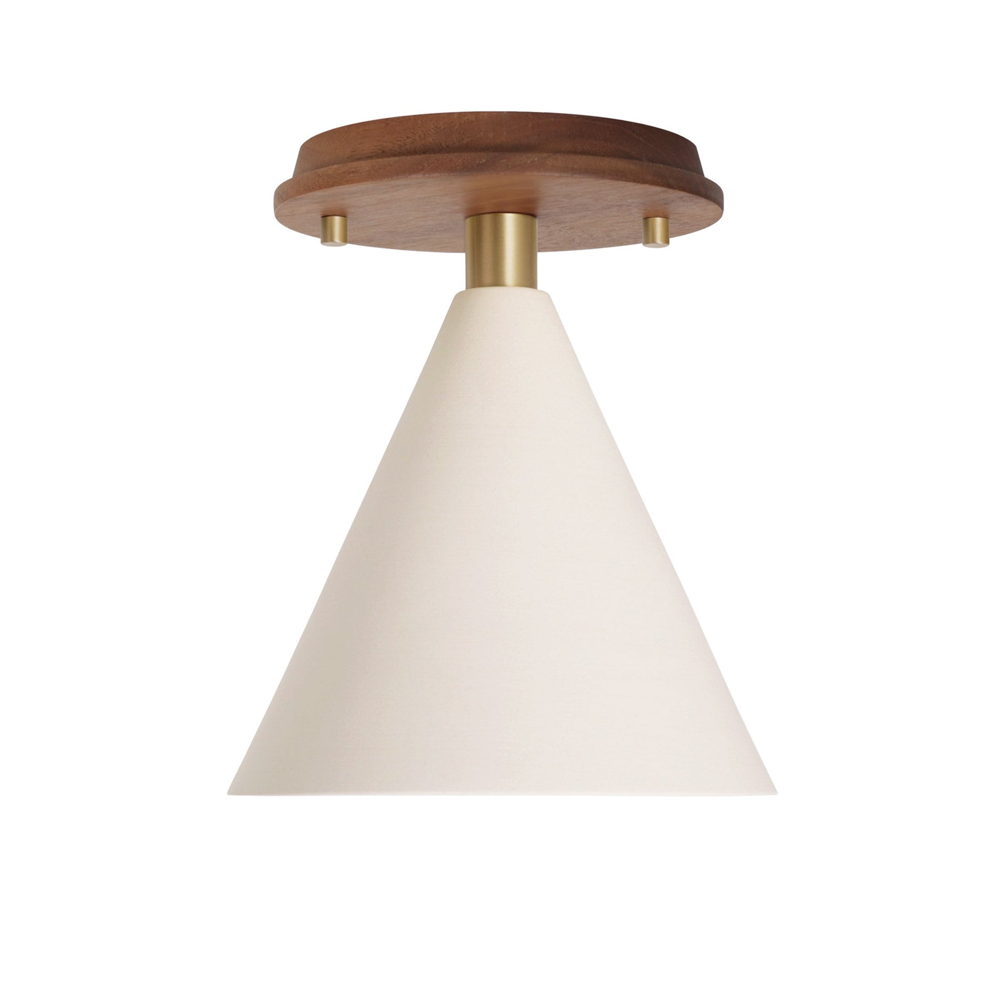 Petra Ceramic Surface shown in Brass with a Walnut Wood canopy