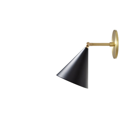 Petra Sconce shown in Matte Black and Brass with a 3" arm