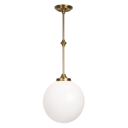 Bijou Pendant shown in Heirloom Brass with an Opal 12" Globe.
