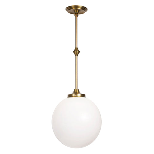 Bijou Pendant shown in Heirloom Brass with an Opal 12" Globe.