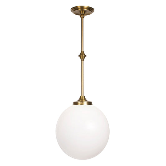 Bijou Pendant shown in Heirloom Brass with an Opal 12" Globe.