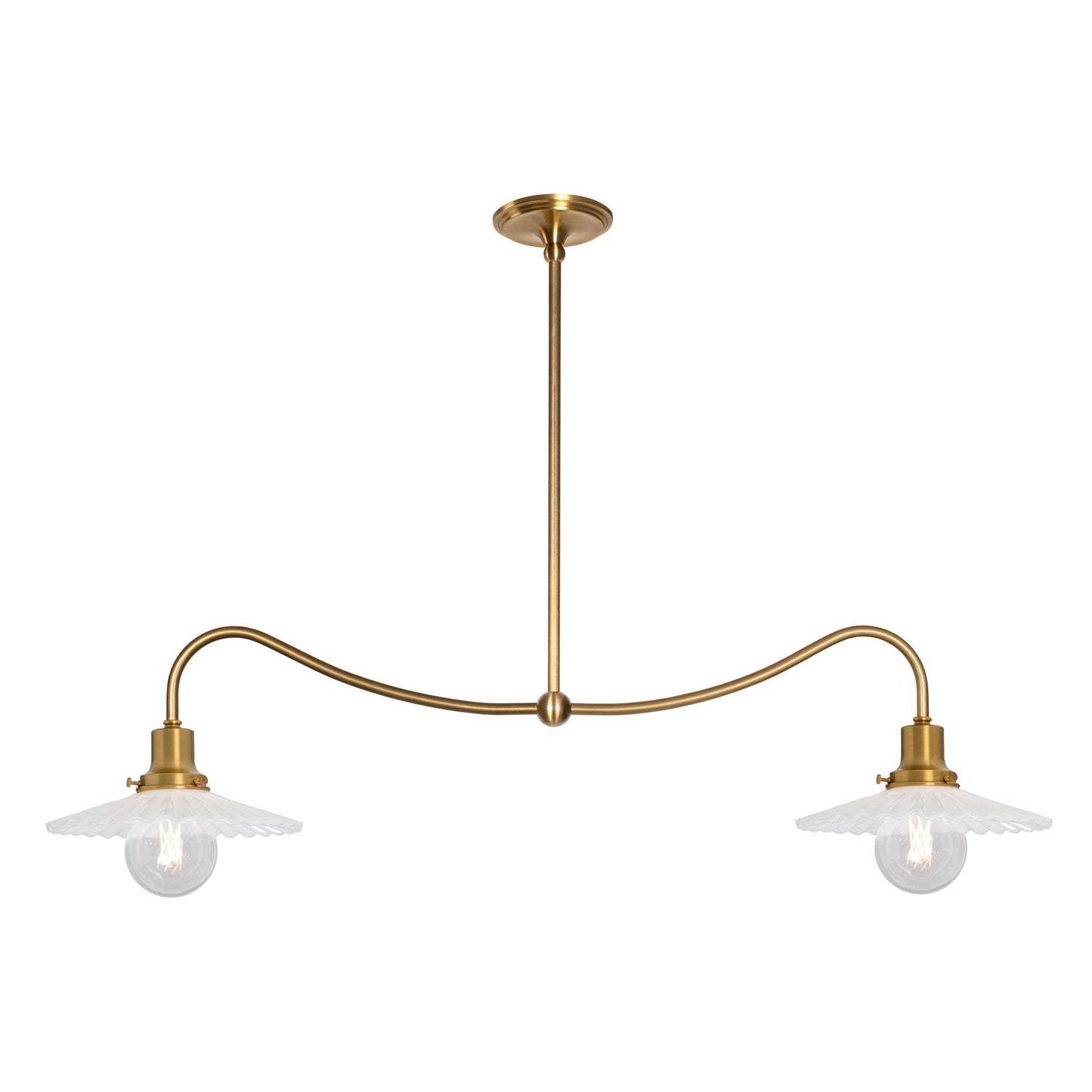 Marjorie Grand Double Pendant shown in Heirloom Brass.