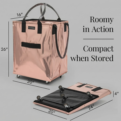 Rolling Tote Bag with Zip Top & Button Closure