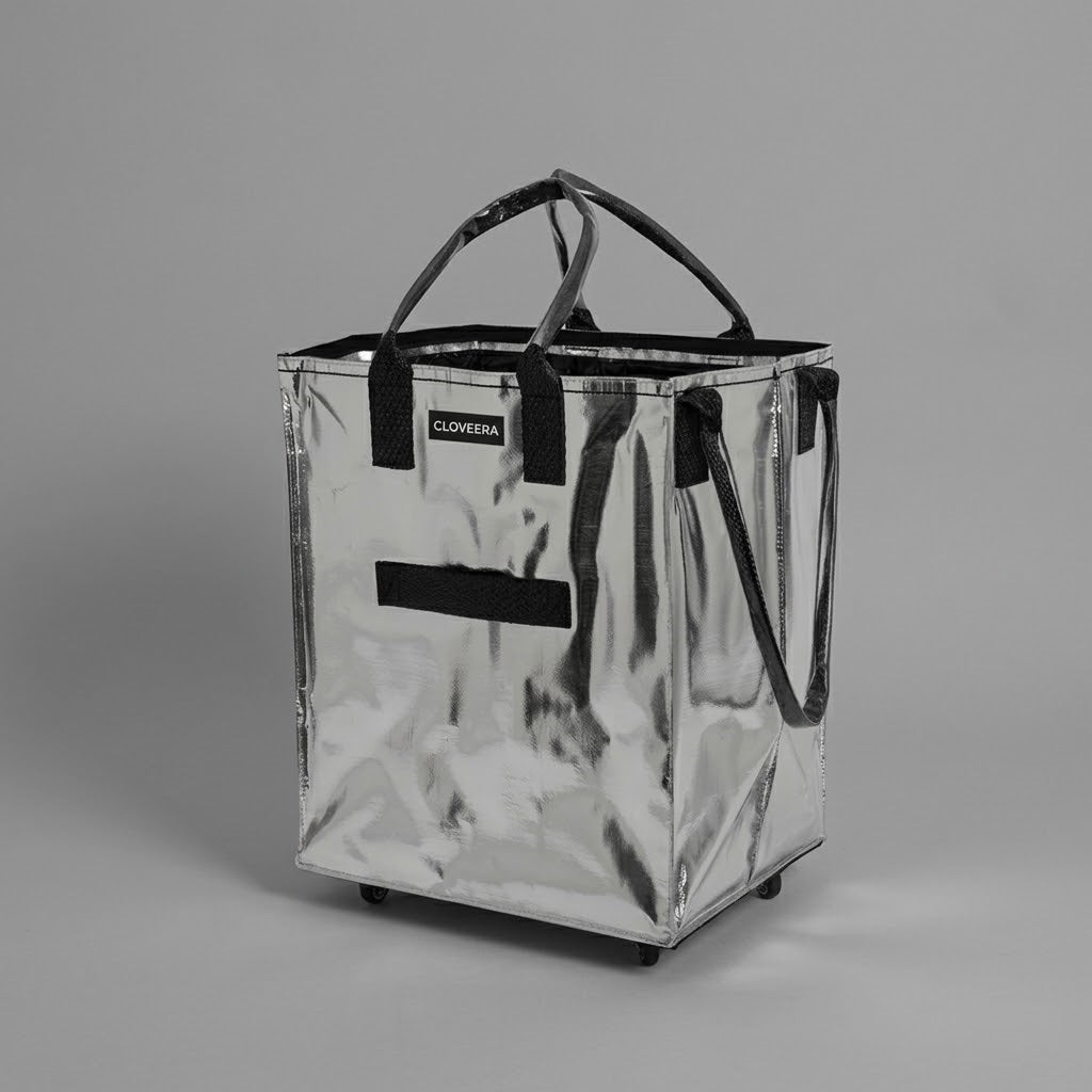 Rolling Tote Bag with Zip Top & Button Closure