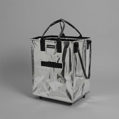 Rolling Tote Bag with Zip Top & Button Closure