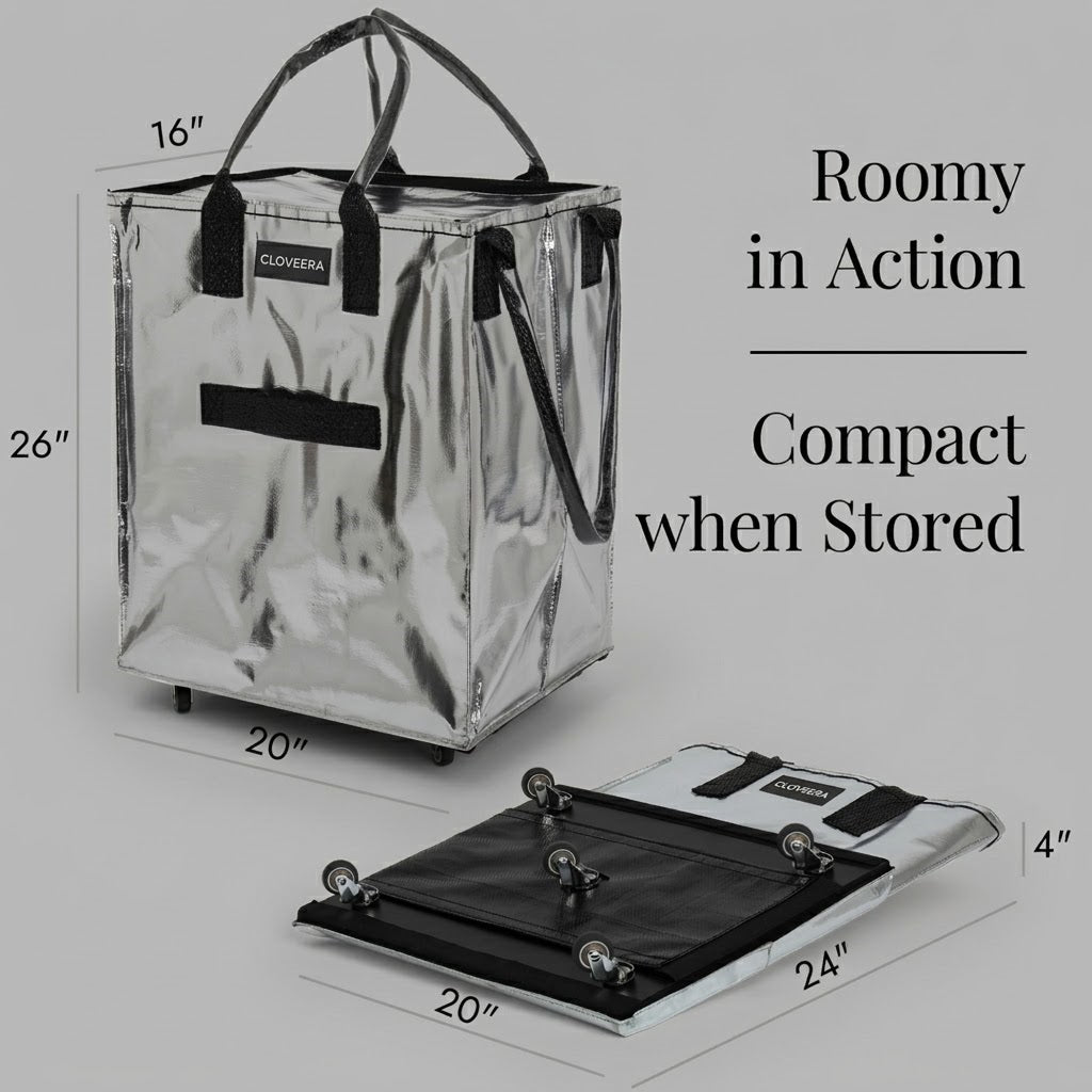 Rolling Tote Bag with Zip Top & Button Closure