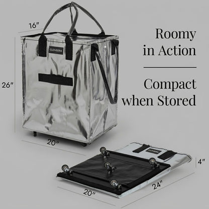 Rolling Tote Bag with Zip Top & Button Closure