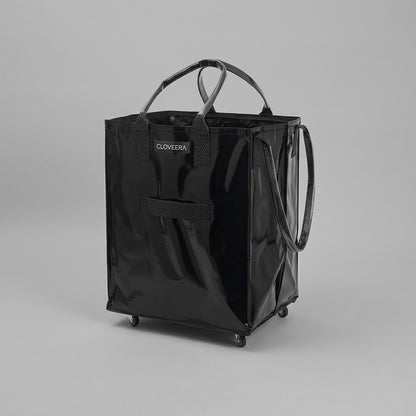 Rolling Tote Bag with Zip Top & Button Closure