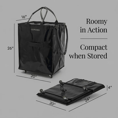Rolling Tote Bag with Zip Top & Button Closure